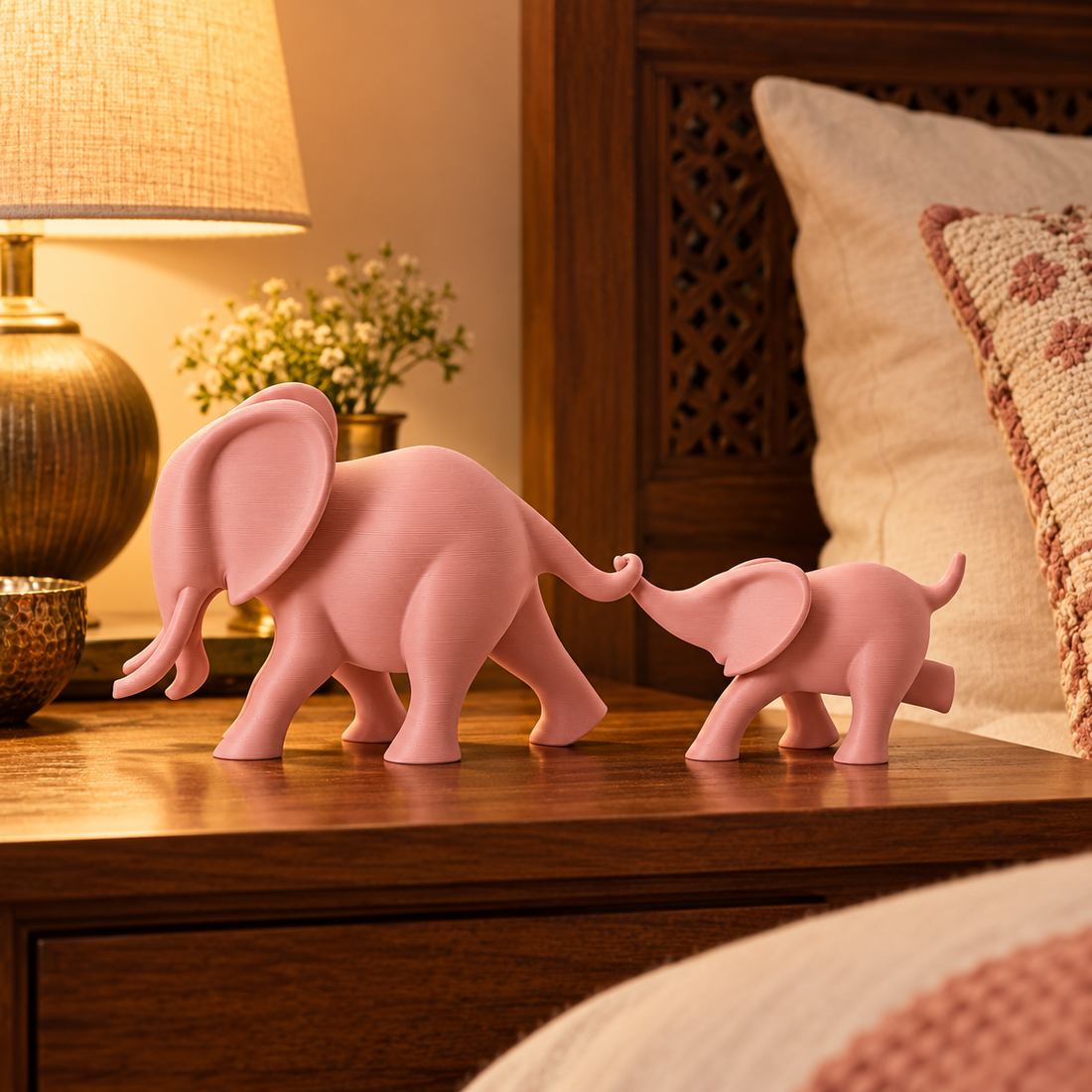 Elephant Duo Dusty Pink
