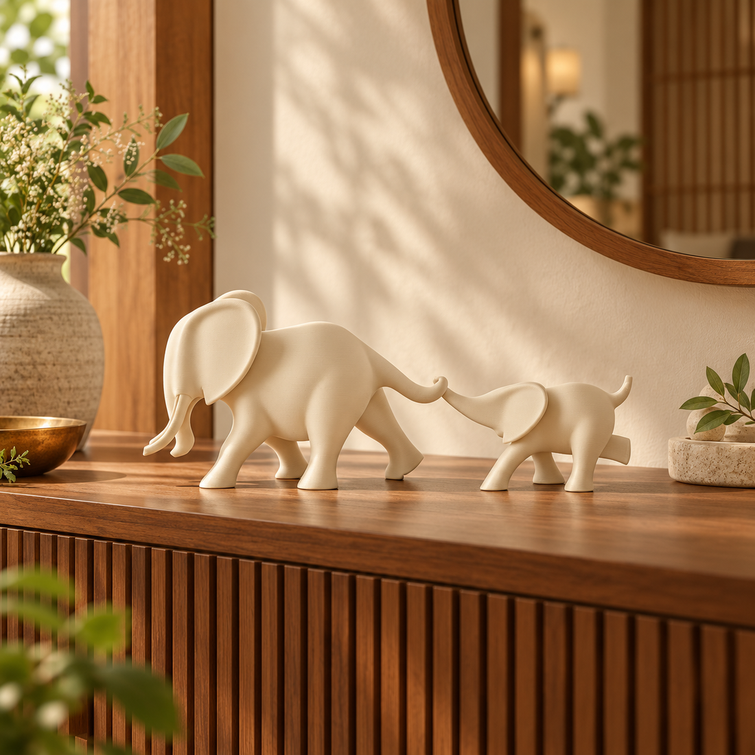 Elephant Duo Warm Ivory