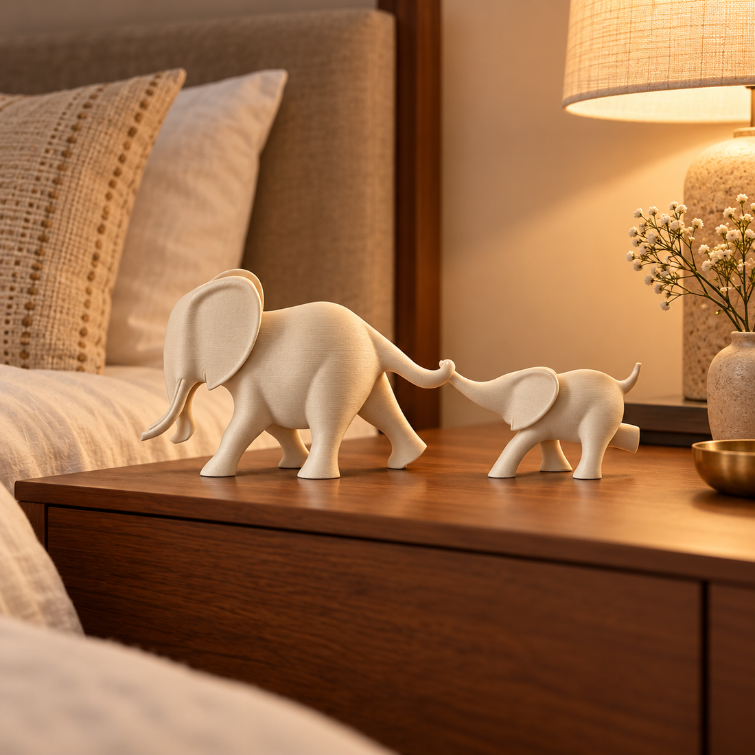 Elephant Duo Warm Ivory