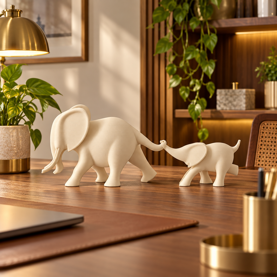 Elephant Duo Warm Ivory