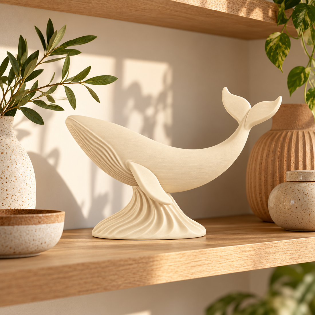 Japandi Whale - Warm Ivory