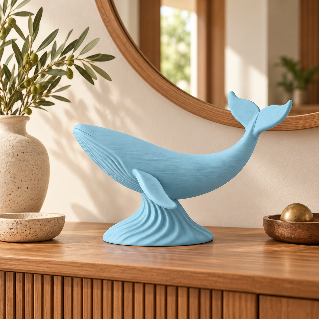 Japandi Whale - Dusty Blue