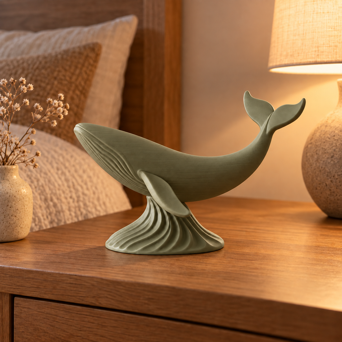 Japandi Whale - Olive Green