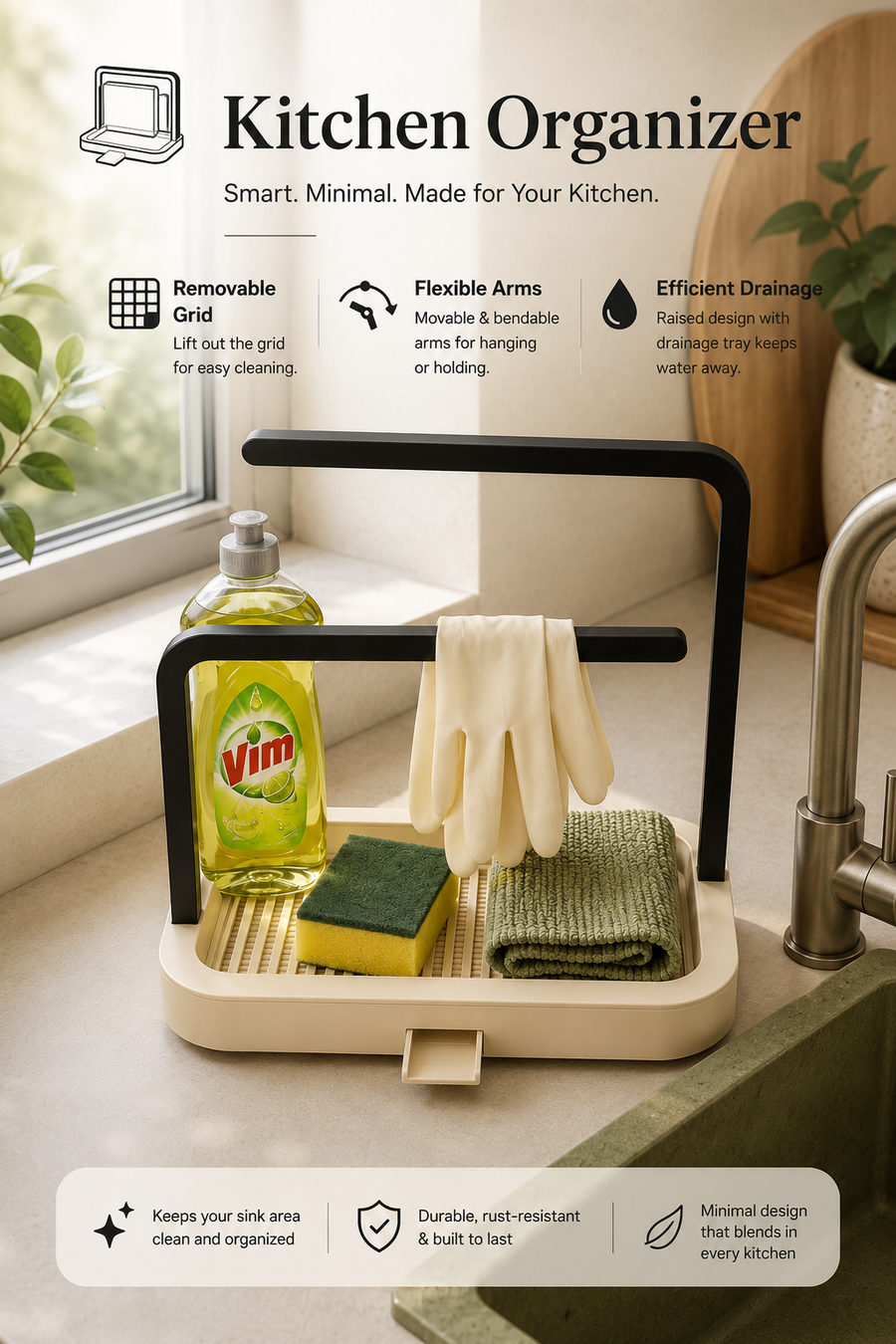 A cleaner sink corner, without the clutter.