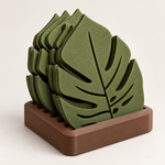 Monstera Coaster Set with Holder