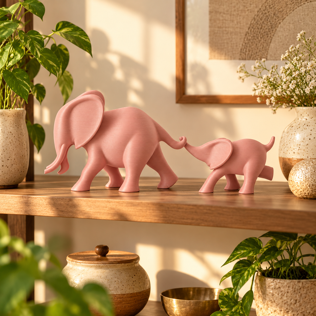 Elephant Duo Dusty Pink