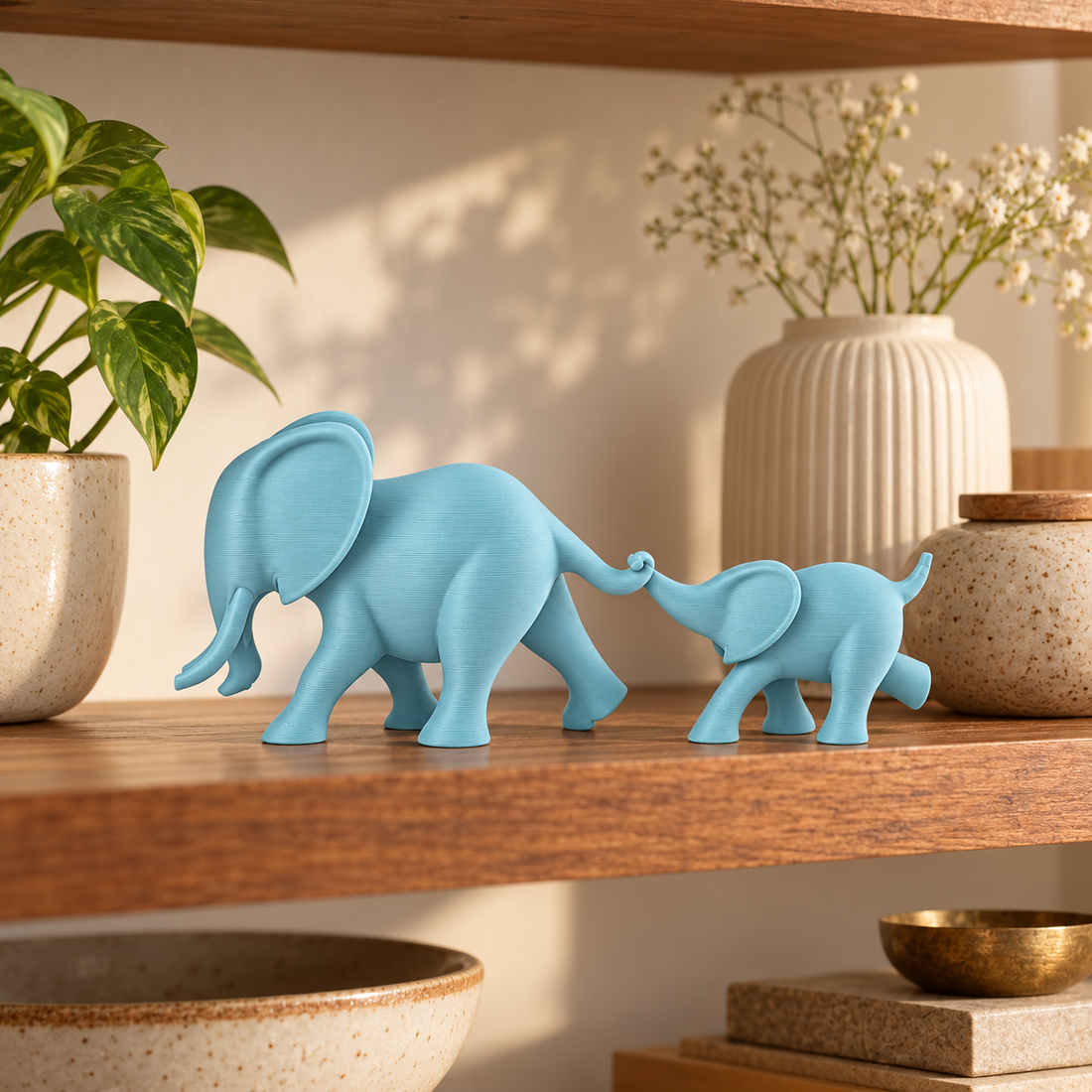 Elephant Duo Dusty Blue