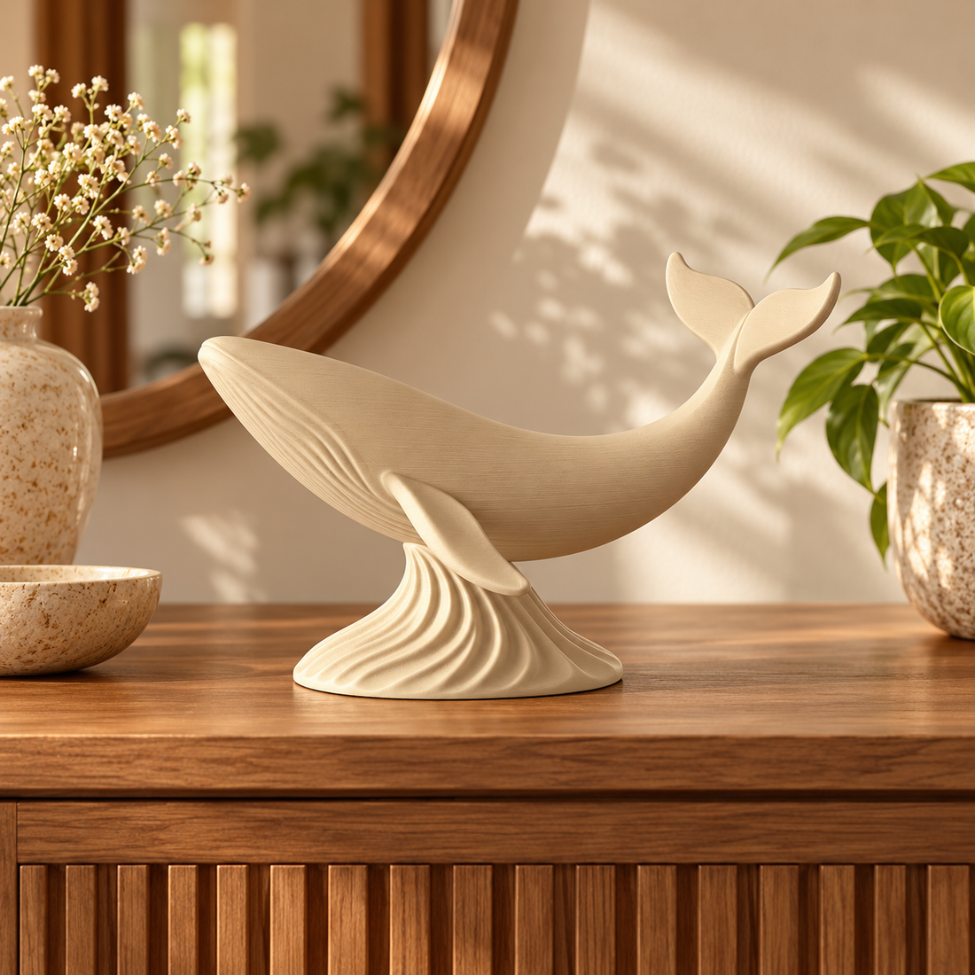 Japandi Whale - Warm Beige